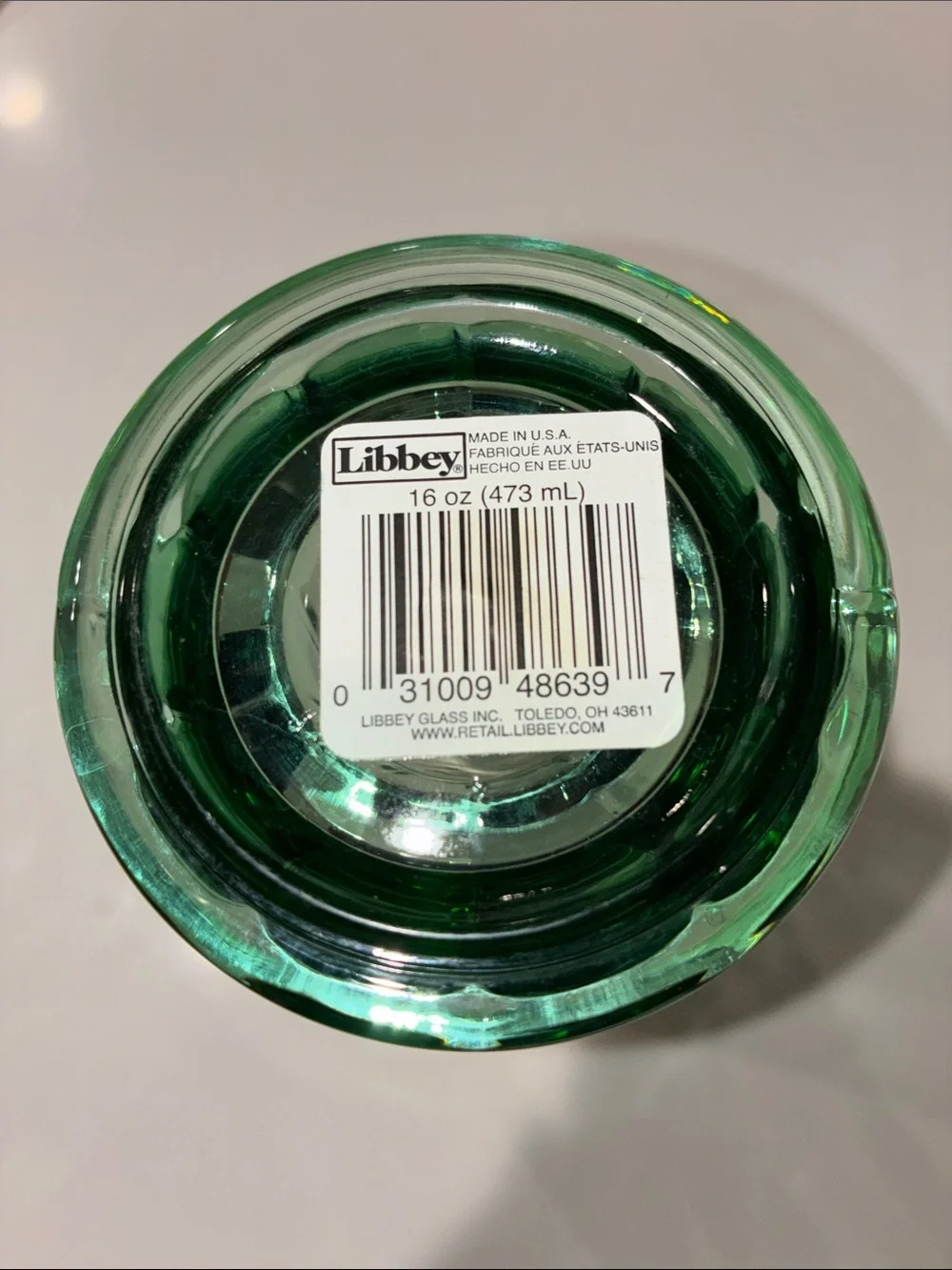 LIBBEY (NWT) Embossed With Coca Cola Logo Heavy Green Drinking Glass, 16 Ounce.